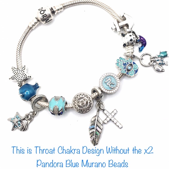 Authentic PANDORA Bracelet With x2 Pandora Beads ‘Nautical Vishudda Chakra’ - Picture 10 of 10